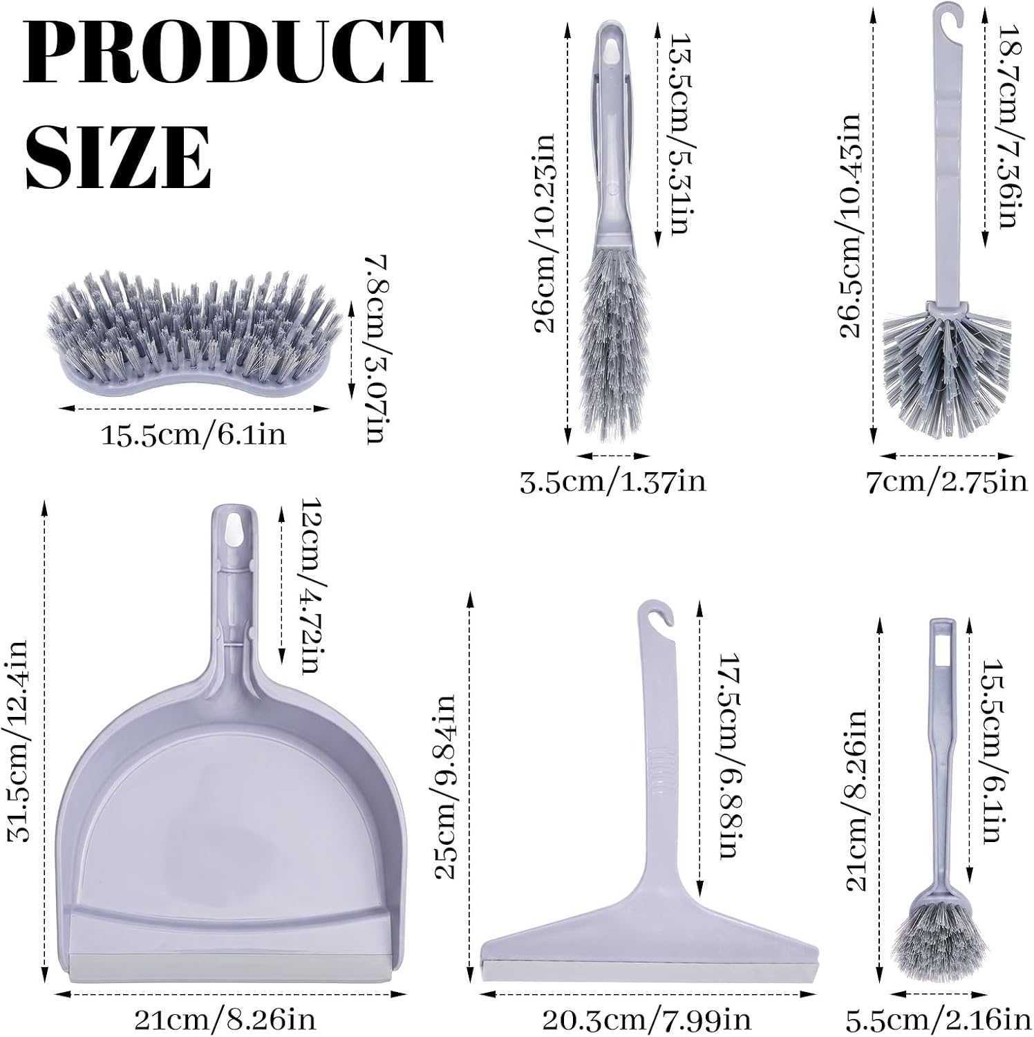 6 Pcs Small Broom and Dustpan Set, Portable Handheld Sweeping Brush Combo
