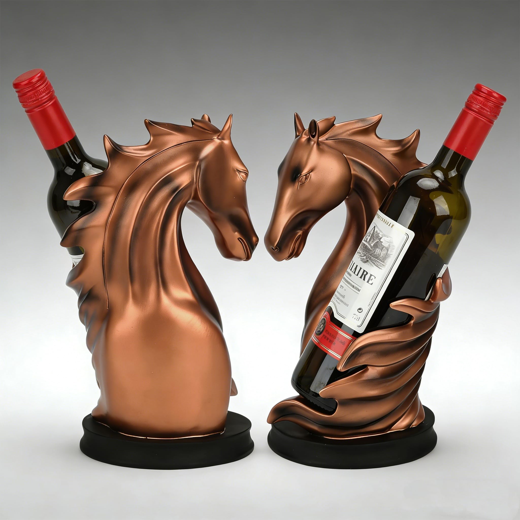 Pferde-Weinregale Freistehender Weinflaschenhalter Tierornamente, Hochwertige braune Pferdestatue aus Kunstharz Dekorativer Aufbewahrungsorganizer für Zuhause, Küche, Kneipe, Veranstaltungen Hochzeit,