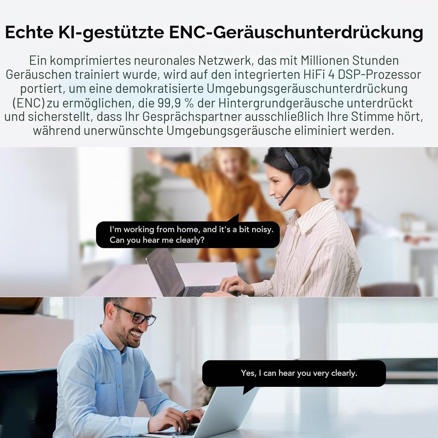 Nuroum HP31DU(2nd Gen) Bluetooth Headset mit Mikrofon Wireless, Geräuschunterdrückende Mikrofone für Anrufe mit Mute/USB Dongle Dual-Verbindung, 45H Laufzeit, Kabelloses Headset für PC/Mac/Laptop