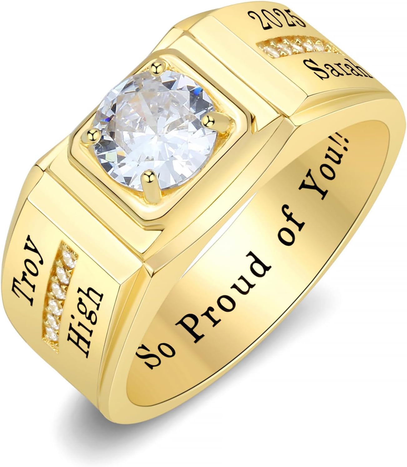 Custom Class Rings Fully Personalized Class Rings for Men Birthstone Men's Sterling Silver Rings Graduation Rings Class Rings for Men High School Size 5-15 Men's High School Class Rings