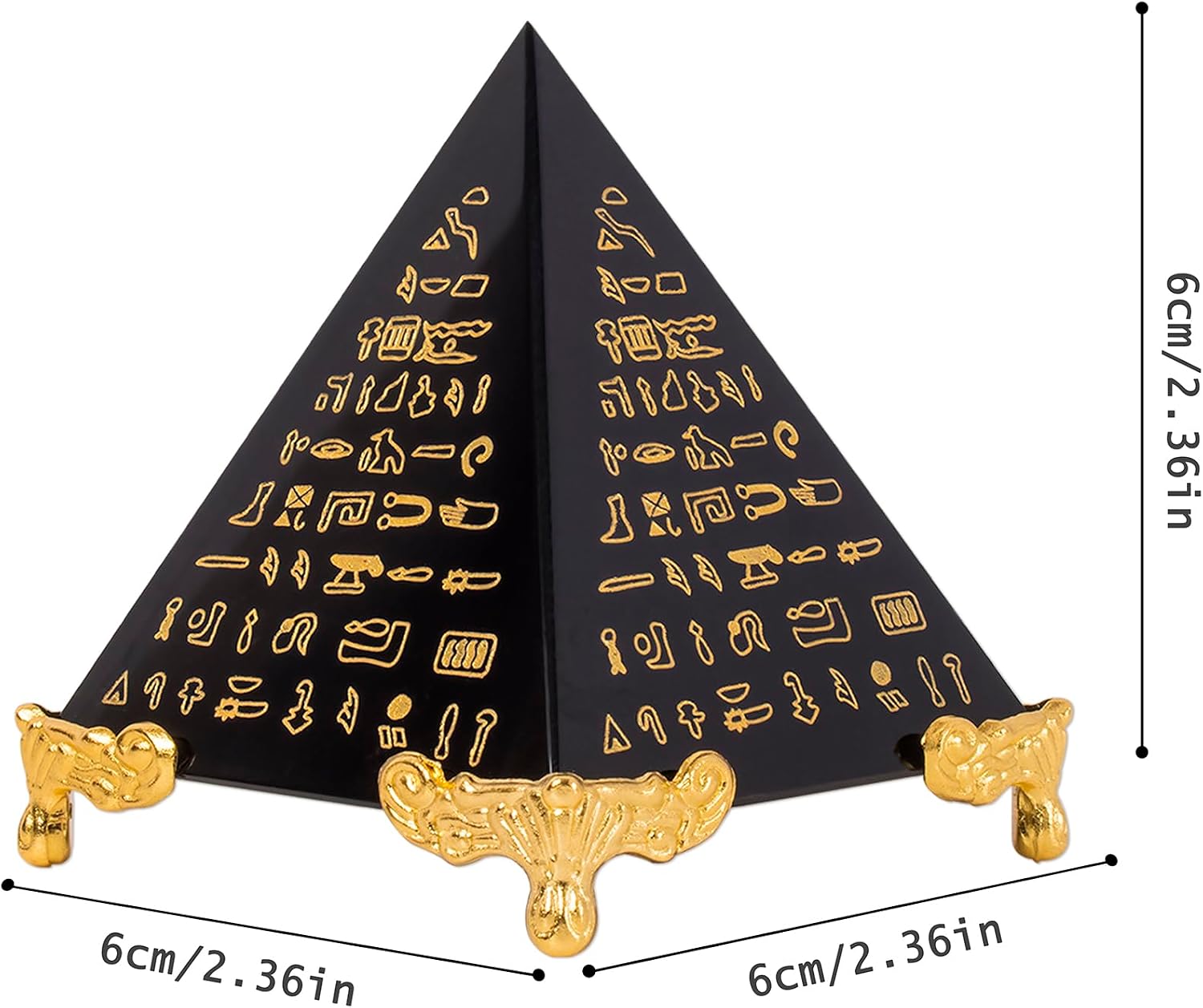 Crystal Pyramid Paperweight, Black and Gold, 2.36 Inches image 5
