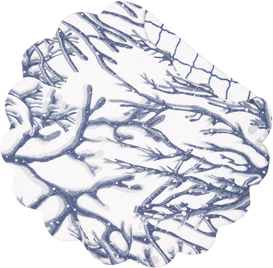 Set of 4 Pcs, 17" Round Quilted Placemat, Oceanaire