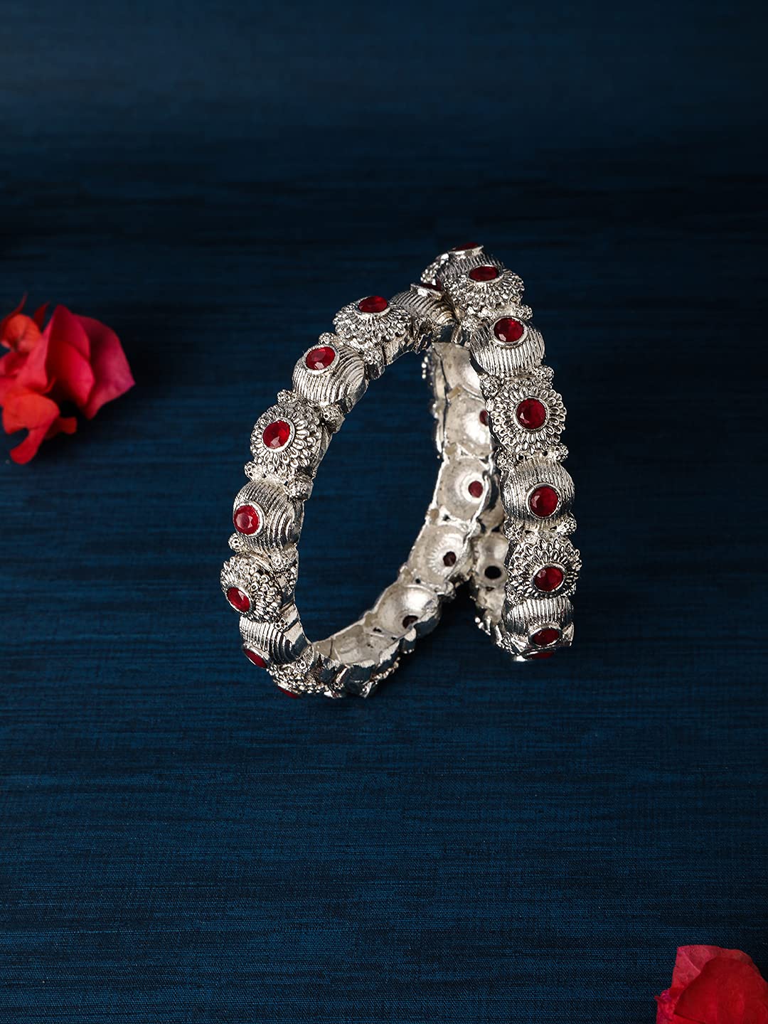 Silver Kada Bangles (Size 2.6), Navratri Jewellery
