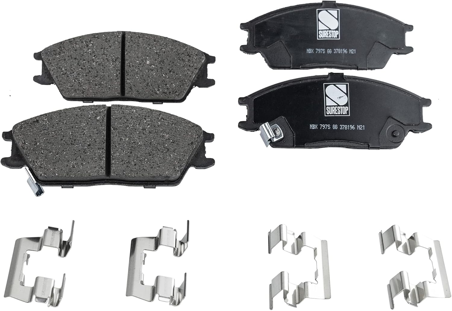 SureStop Brake Pad Set Compatible with Hyundai Accent 2003-2005, Excel 1986-1994, Scoupe 1993-1995, Mitsubishi Precis 1988-1994 Front Ceramic, Pro-Line Series