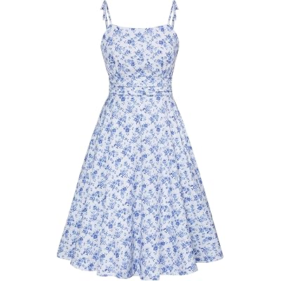 Belle Poque 2026 Summer Dress for Women Spaghetti Strap Flowy Midi Beach Sundress Vintage Wedding Guest Cocktail Dress