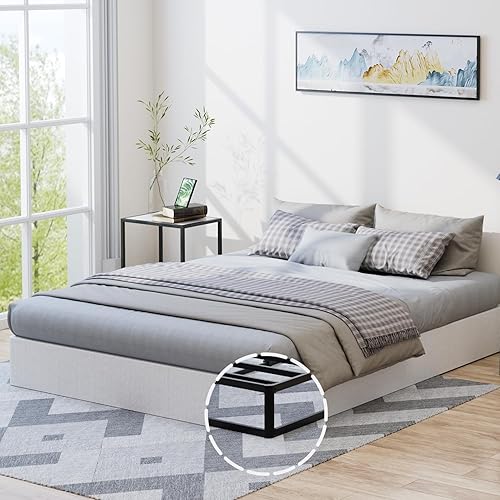 Miniatura 3 de Somier Queen de 9 pulgadas, solo somier de alto perfil tamaño Queen, base de colchón con marco de metal resistente, fácil montaje, sin ruido 22.86