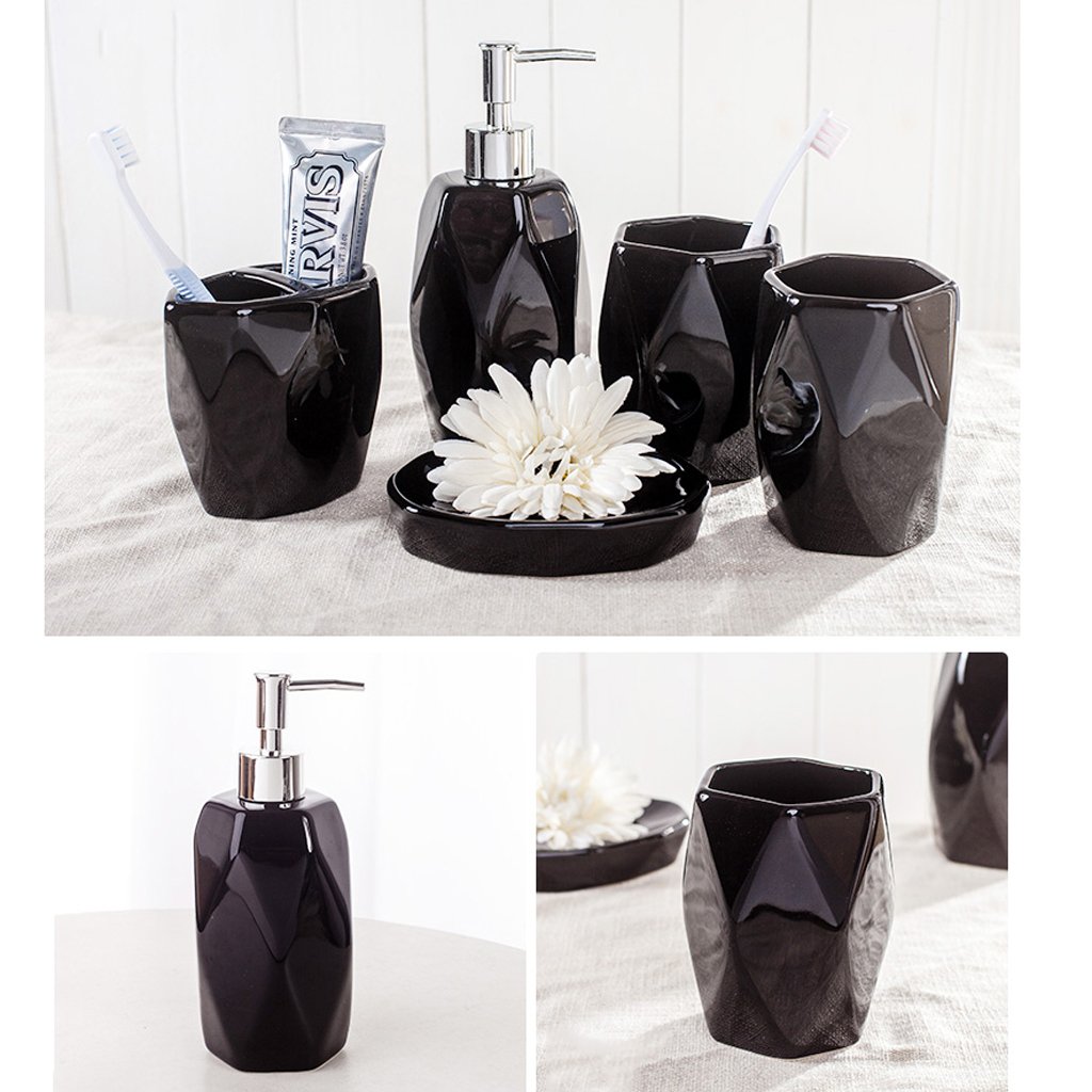Estilo Europeo Cerámica Simple Traje de baño Baño 5 Piezas Suministros de baño Conjunto Taza del Cepillo de Dientes Dispensador de jabón de Taza de Enjuague Soporte de jabón Juegos de Accesorios
