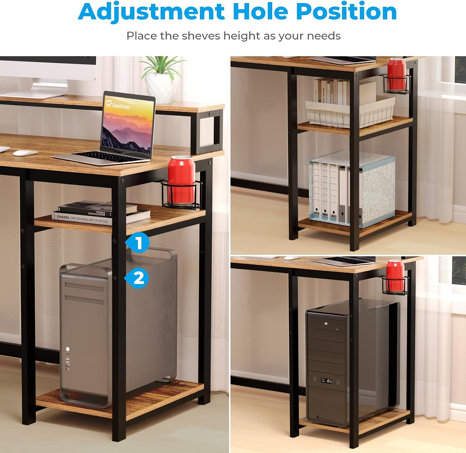 Ergonomic illustration of monitor stand raising screen height