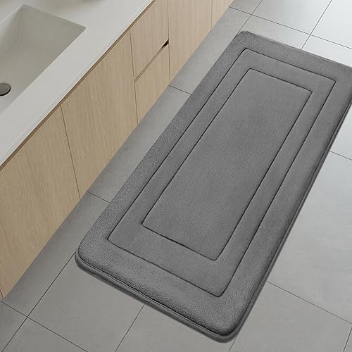 Miniatura 43 de Cupic Cupid Tapete de baño de espuma viscoelástica súper suave, tapete de baño negro antideslizante para suelo de baño, alfombras lavables a máquina