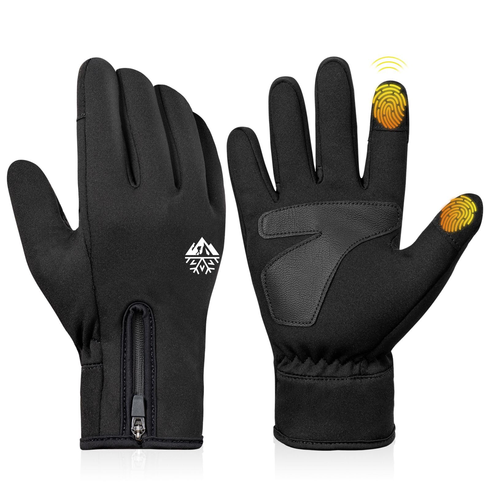 RIGWARL Kids Winter Gloves, Warm Water-Resistant Gloves with Zipper Cuff