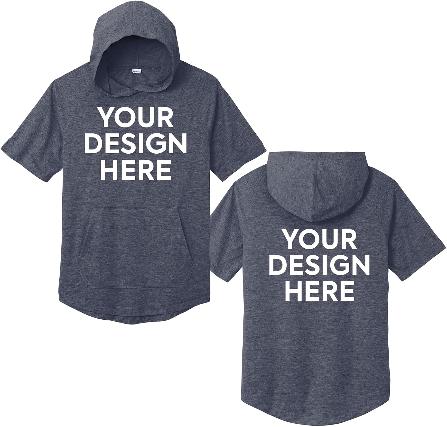 Custom Short Sleeve Hoodie, Personalized Performance Hoodie, Customizable Front Back Print On Demand
