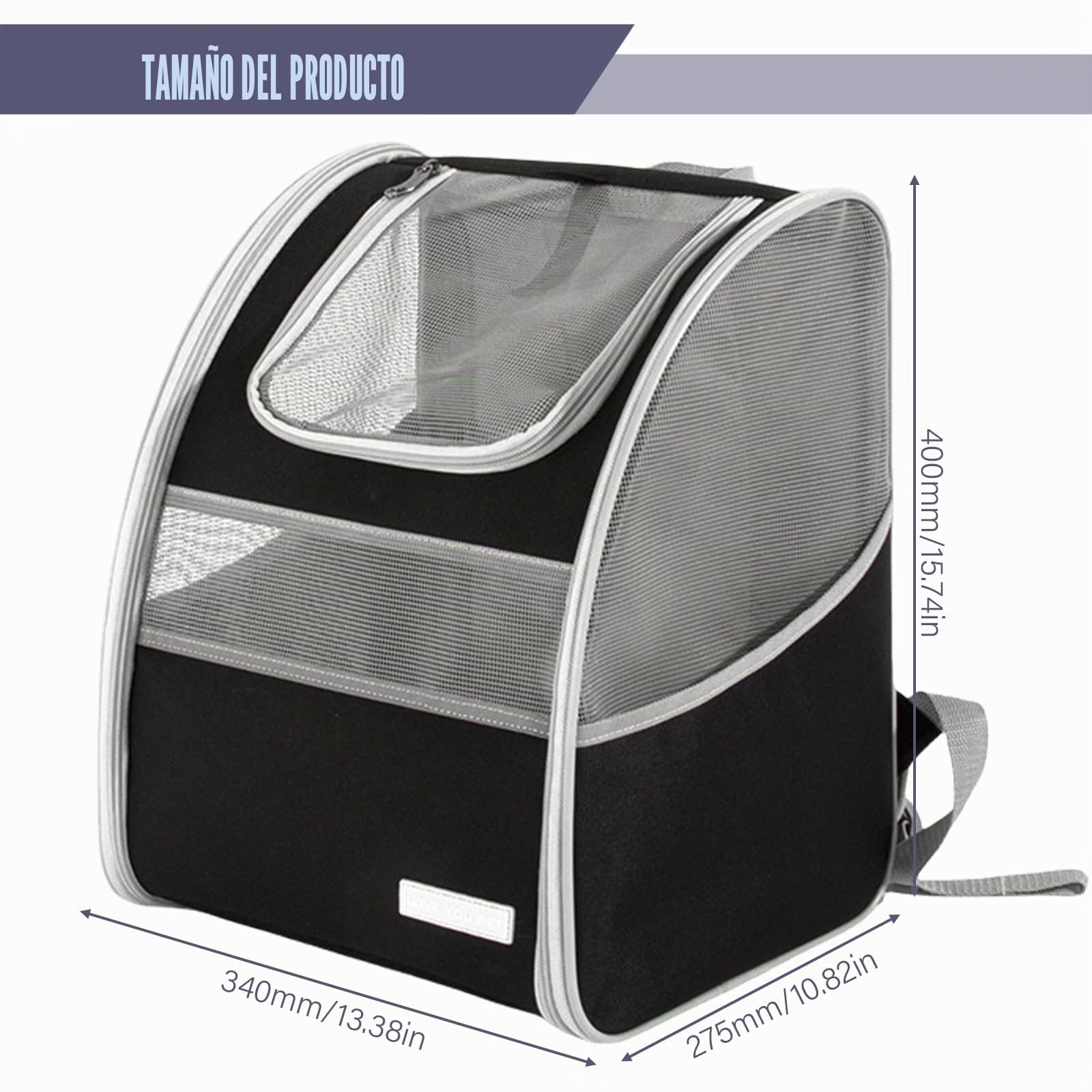 Mochila para gatos con ventana de red: mochila grande para gatos de hasta 8 kg, mochila para perros plegable para gatos, perros, bolsa para gatos con correa de seguridad interior y alfombrilla para