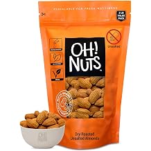 Oh! Nuts Almonds - Roasted Unsalted - 2 lb - Packed in New York Zip-Seal Bag for Exceptional Freshness | Roasted unsalted almonds dry roasted - 100% natural high-protein - Packed in NY - Resealable zip-seal bag for freshness
