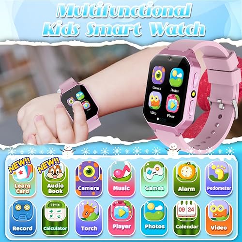 Miniatura 2 de Reloj inteligente para niños y niñas de 5 a 10 años, juguetes con pantalla táctil HD de 1.69 pulgadas, 26 juegos, podómetro, cámara de video, 13