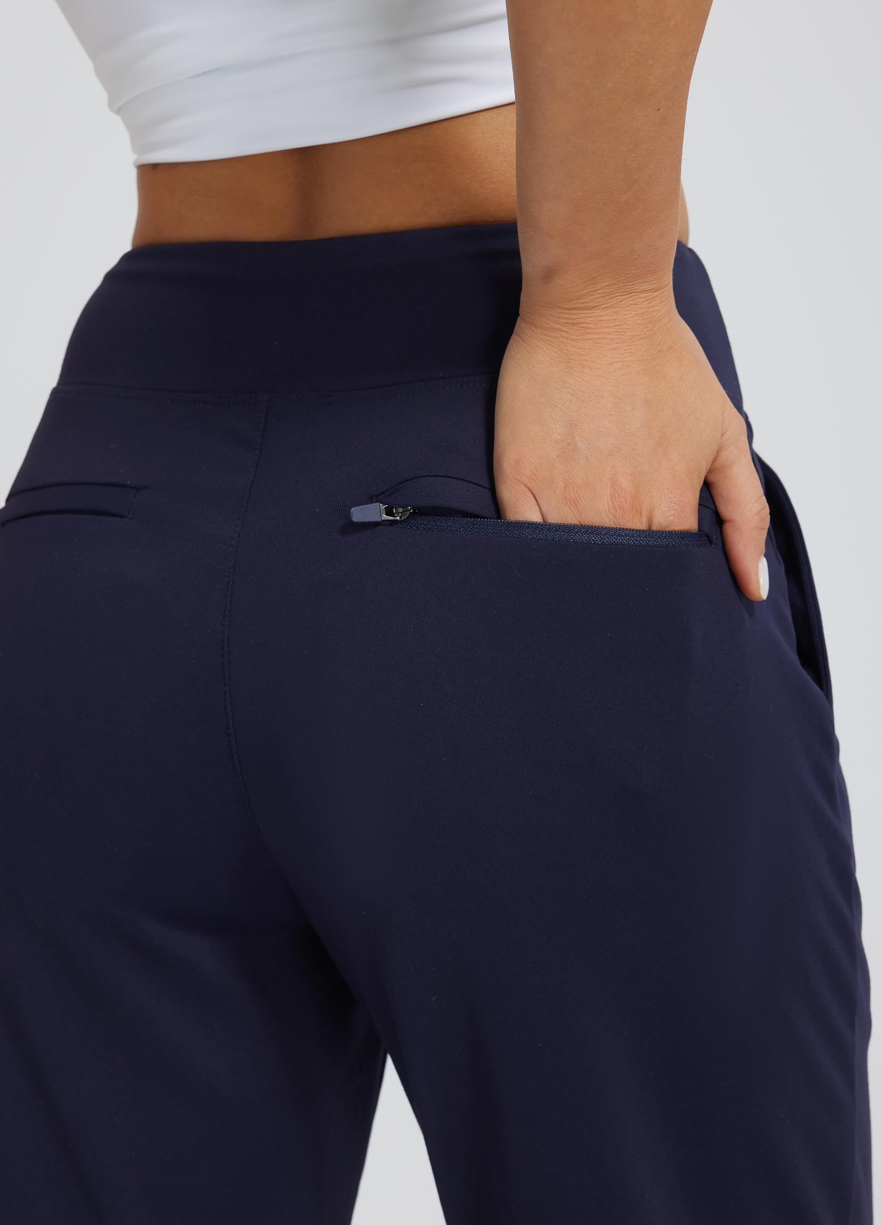 Pantalon Casual Travail Femme Élastique Taille Haute, pour Sport, Golf, Jogging avec Poches. Style Habillé, Sweatpants pour l'Athlétique, Le Décontracté, la Détente et Le Lounge
