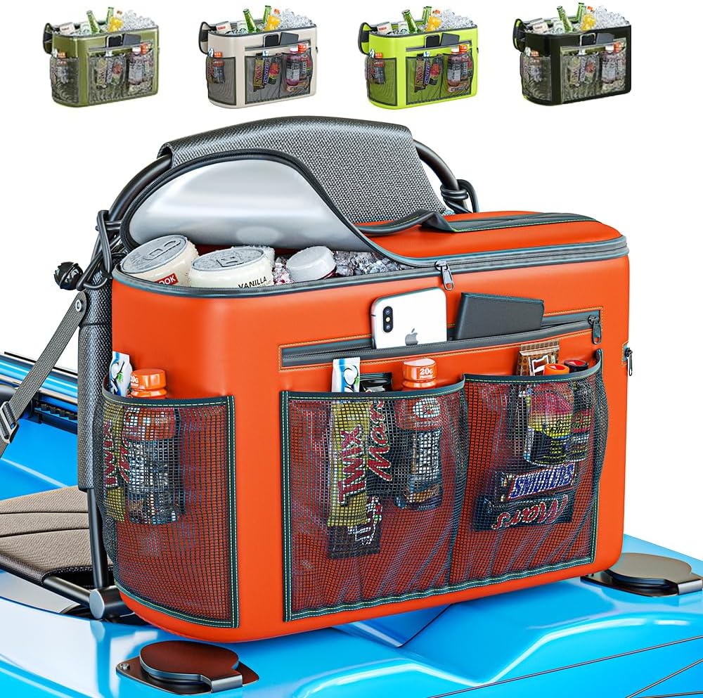 Skywin Kayak Cooler Behind Seat – Waterproof Kayak Seat Back Cooler for Kayaks – Compatible with Lawn-Chair Style Seats, Kayak Accessories Stores Drinks and Keeps Them Cool All Day Kayaking