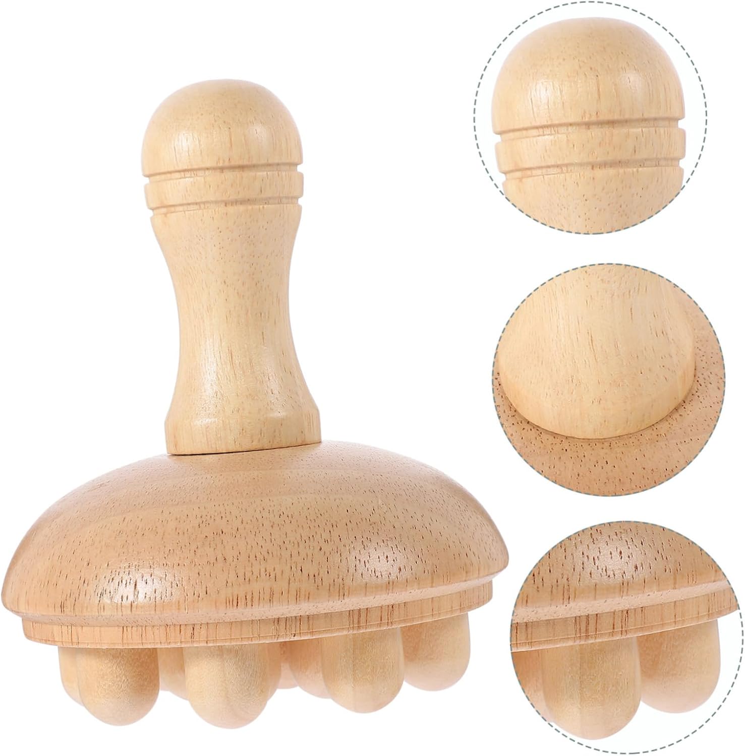 Massage Comb Gua Sha Tool for Scalp Neck Shoulders Multi-Functional Rubber Wood Massager with Mushroom Head Design for Acupoint Stimulation Blood Circulation Portable Massage Brush