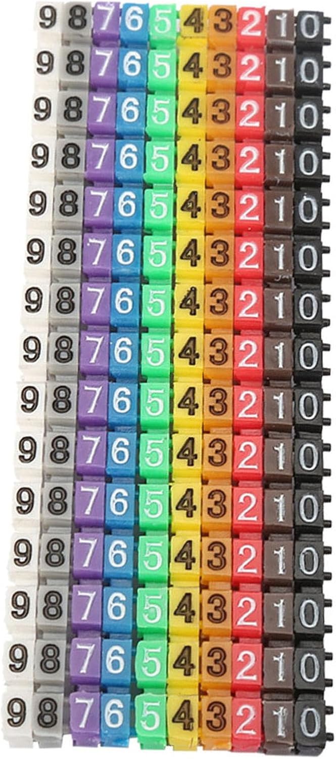 0-9 cyfrowy kodowany klips na plastikowej identyfikacji kabla znacznik do drutu etykieta numeru etykieta drutu zestaw znacznik kabla rurkowy kolorowy (150 szt. -1,5 mm 1,5 kwadratu)