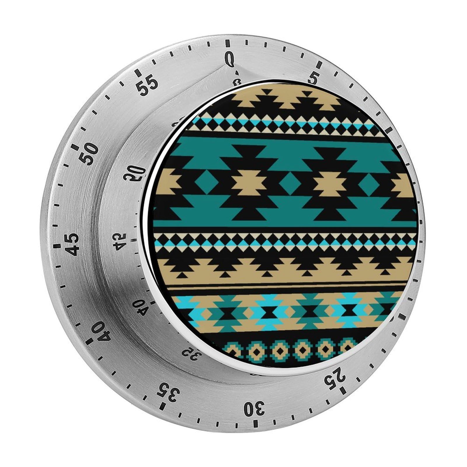 Tribal Navajo Geometric Ethnic Pattern Circular Rotating Timer, Suitable for Kitchen and Bedroom