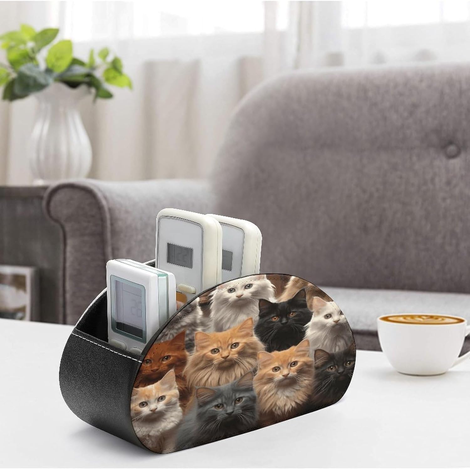 Cat Collection PU Leather Remote Control Holder with 5 Compartments image 4