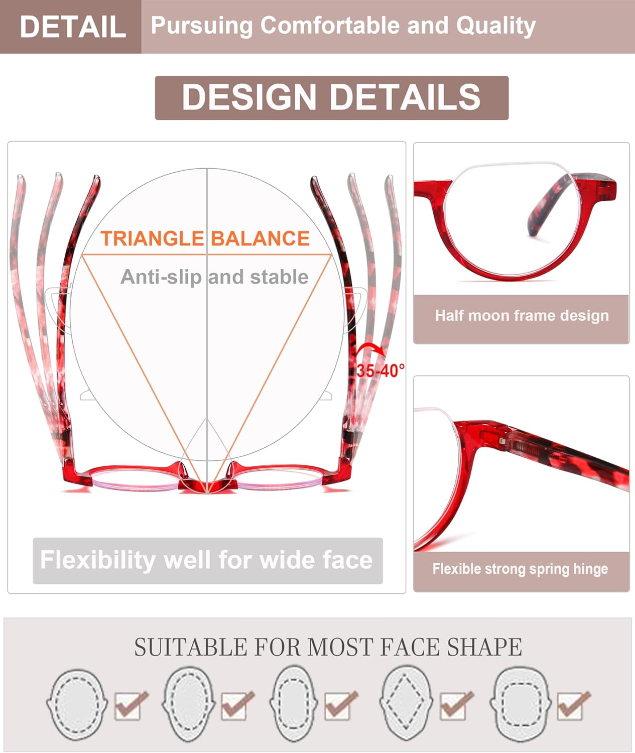 EYEURL 4-Pack Colorful Half Frame Reading Glasses for Women Blue Light Blocking Computer Readers for Women - Image 4