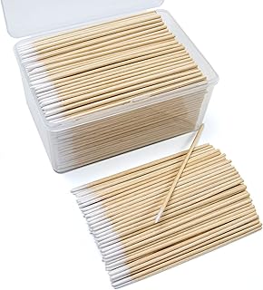 800PCS Pointed Cotton Swabs with Storage Case - Precision Tip Cotton Swabs with Wooden Sticks - Microblading Cotton Swab 4 inch - Cotton Swabs for Makeup, Tattoo Permanent Supplies