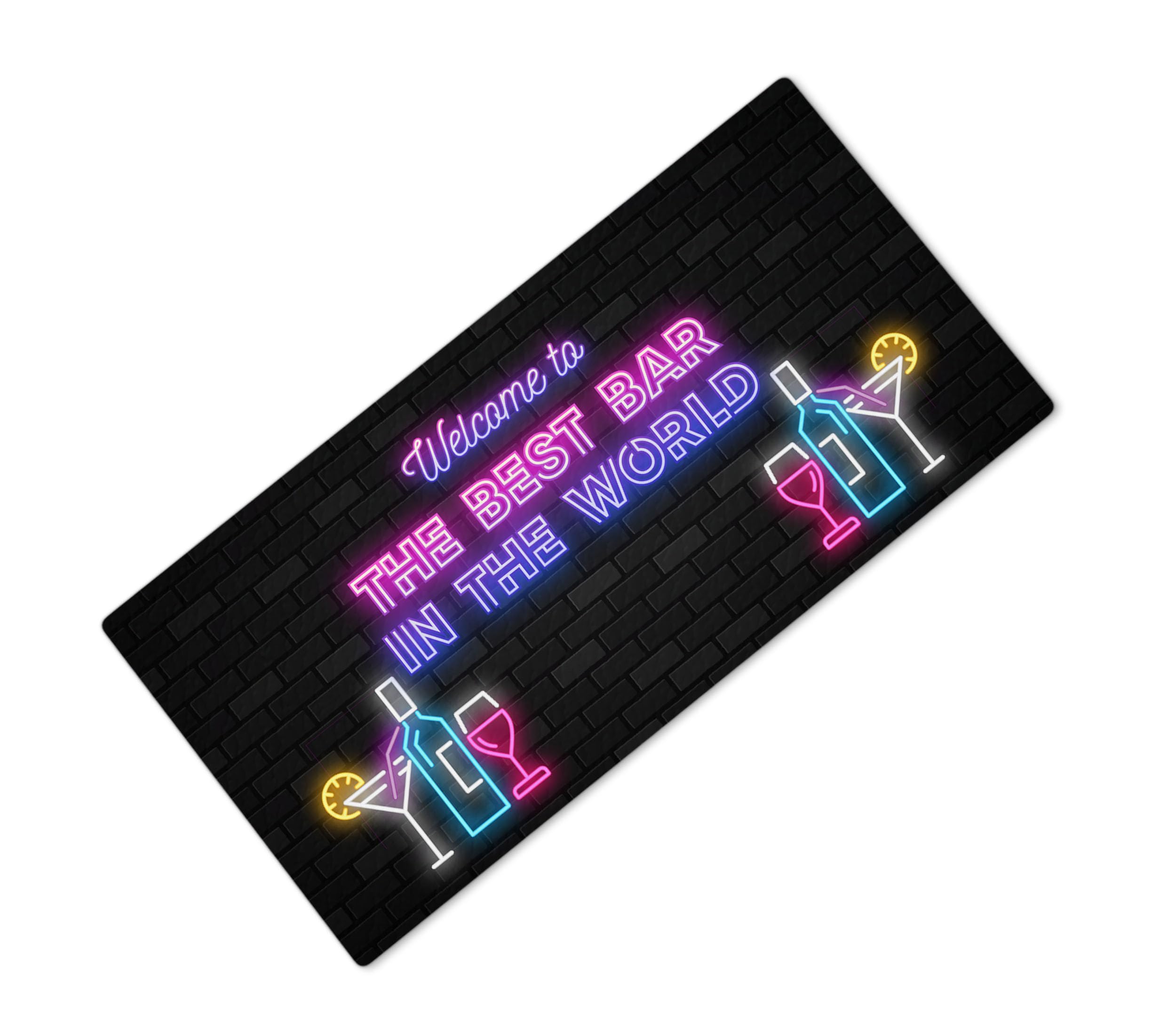 Tapis de bar Welcome The Best Bar imprimé pour comptoir de café et pub
