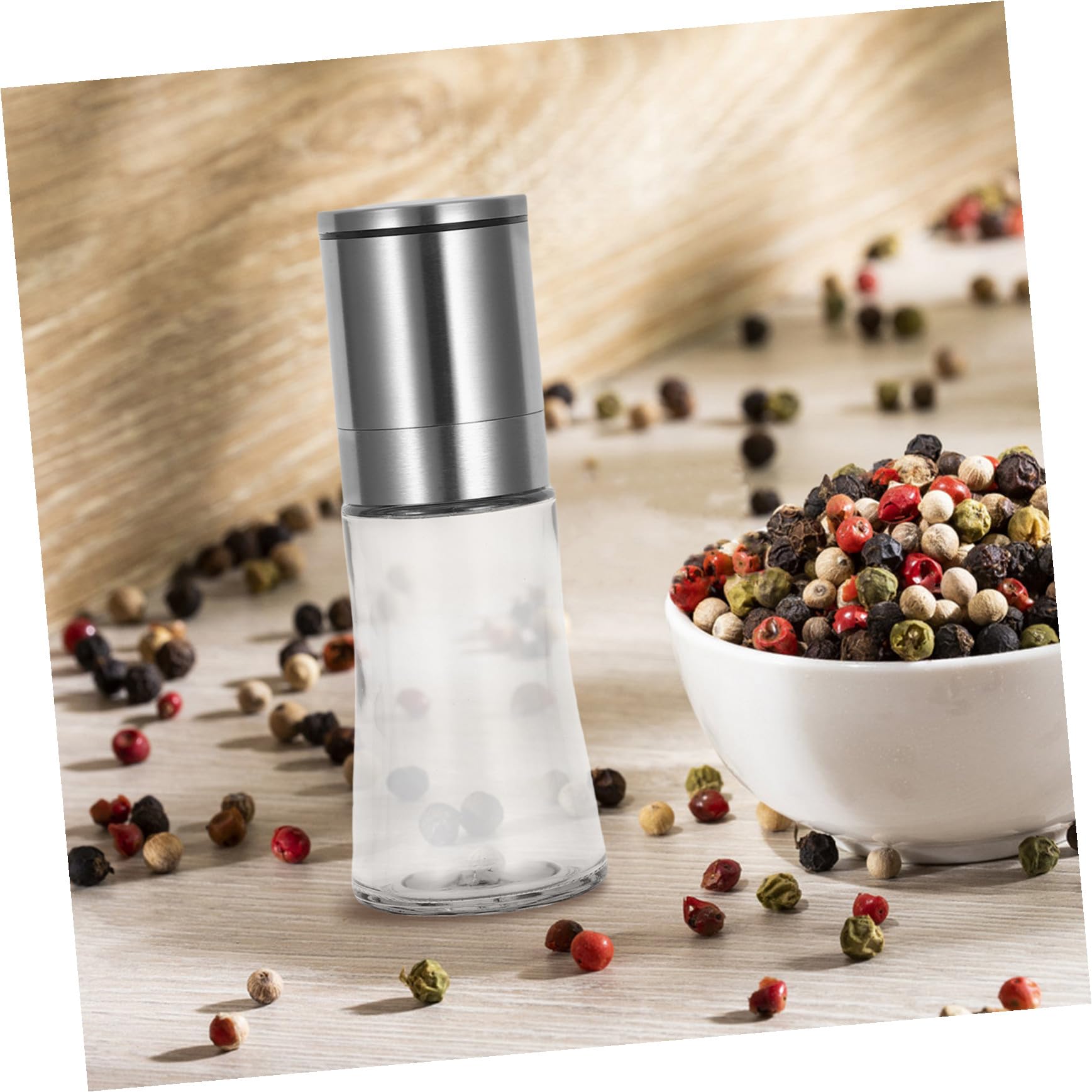OUNONA 2 pezzi Macina Spezie Manuale in Acciaio con Finestra Trasparente per Condimenti e Macina Portatile per Cucina e Outdoor