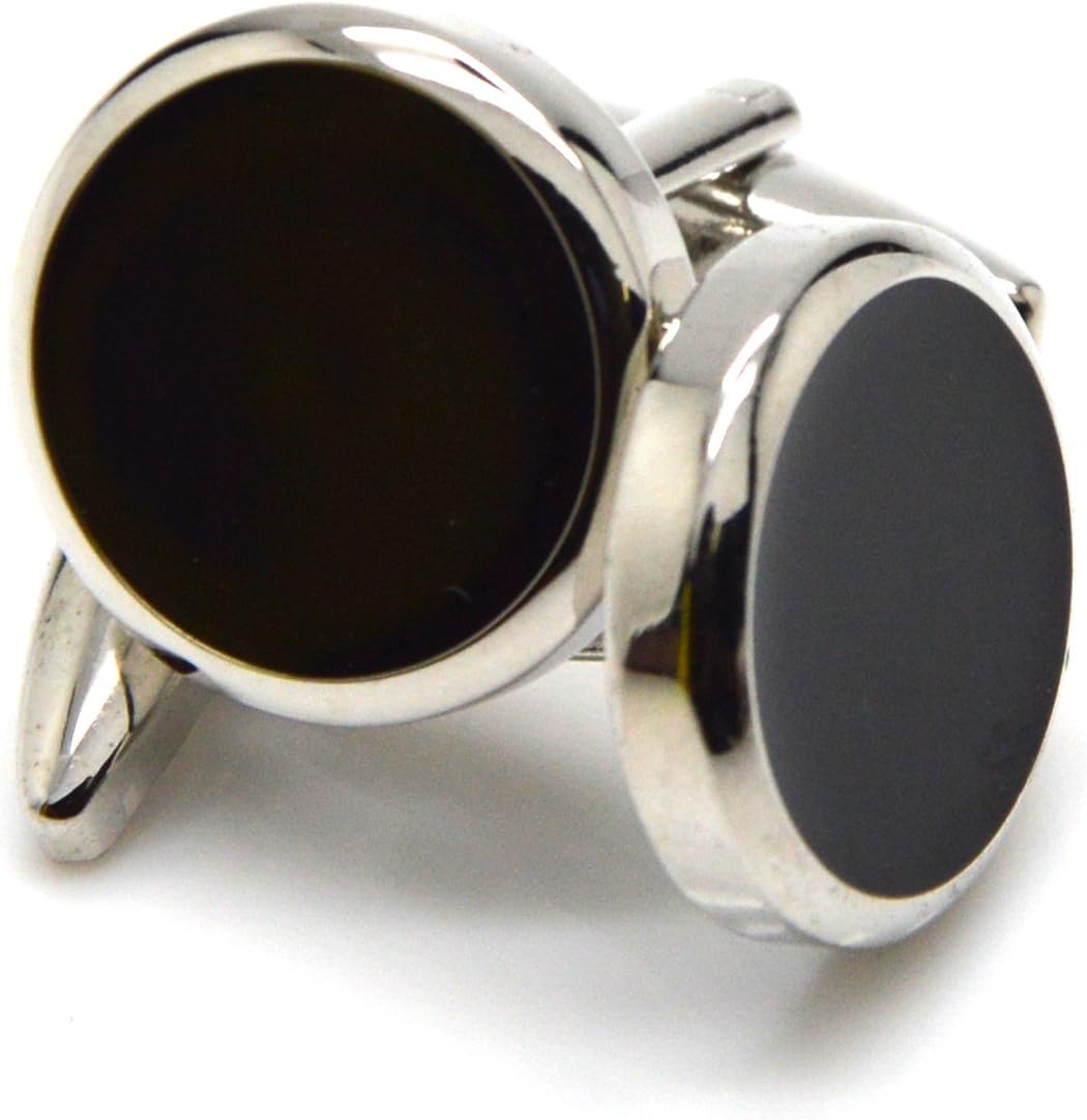 Classic Round Black Glass Cufflinks and Studs Set for Women&Children Tuxedo Formal Shirt