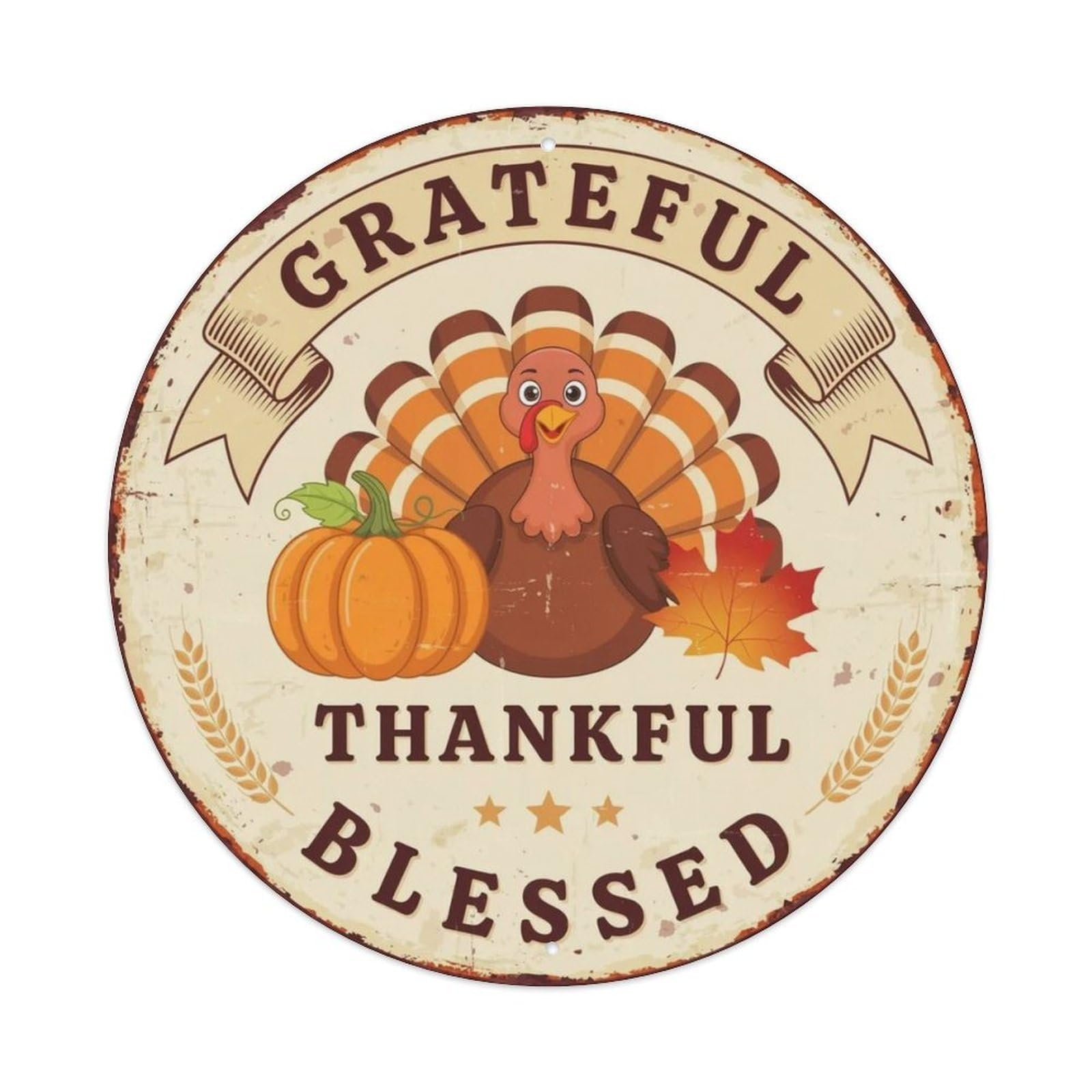 Grateful Thankful Blessed Metal Tin Sign Plaque
