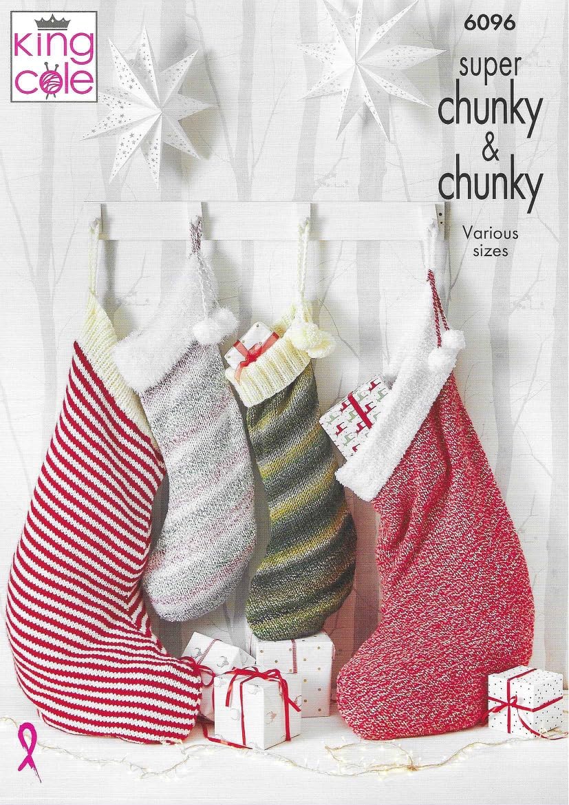 King Cole Chunky & Super Chunky Knitting Pattern for Christmas Stockings (6096)