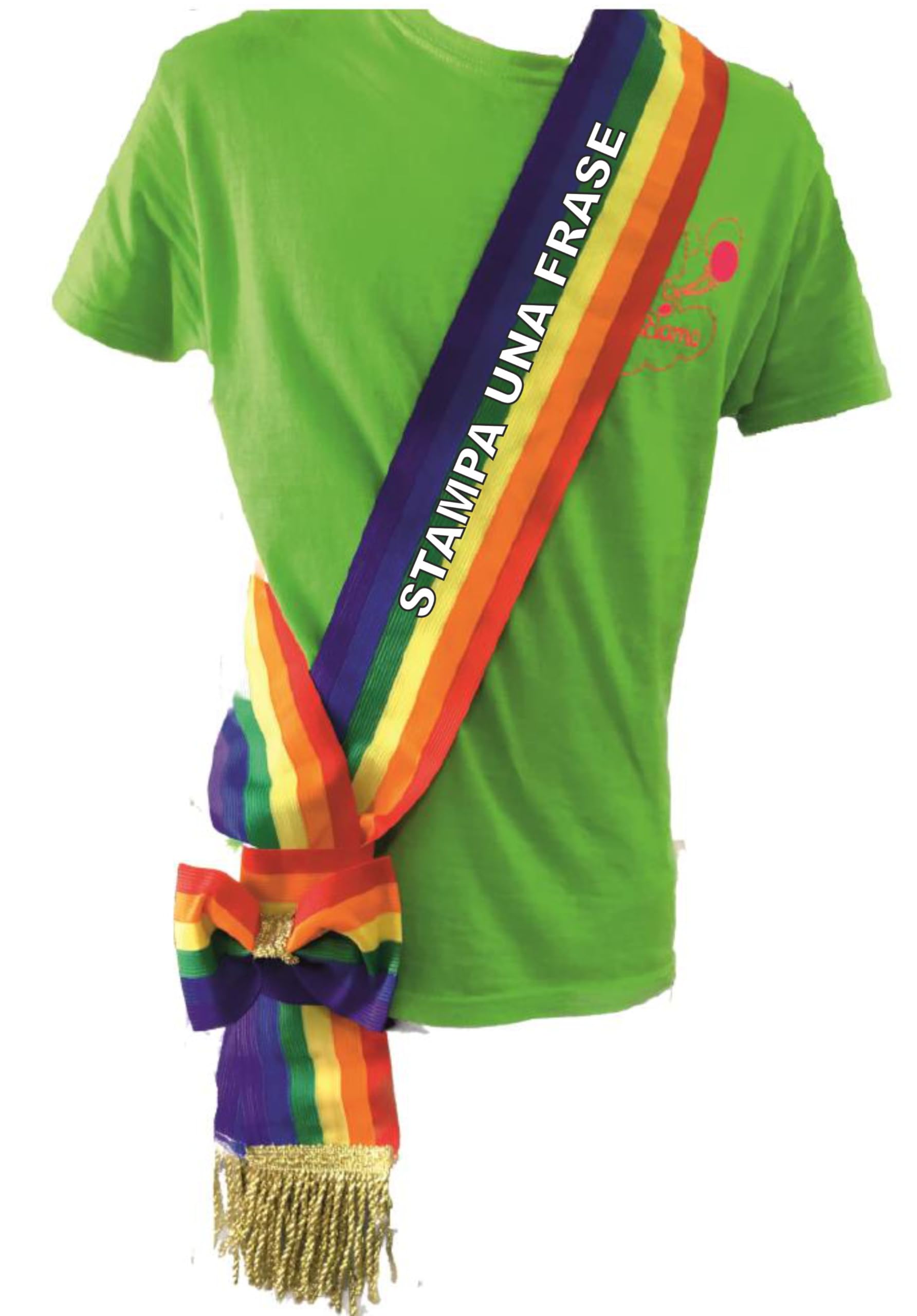PELUSCIAMO Fascia Da Sindaco Arcobaleno Personalizzabile | Fasce Per Adulti Made In Italy Fasce Pace Multicolore Pride PS 04628-PRS