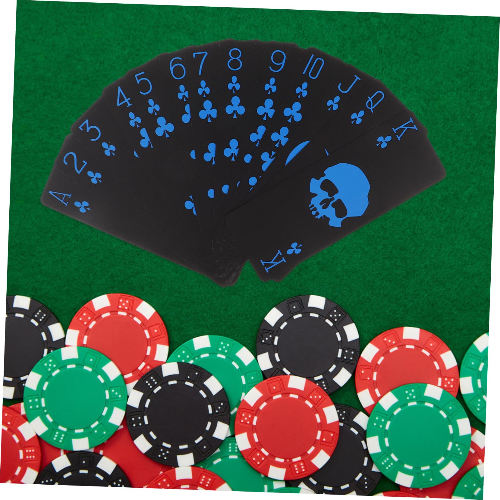 ibasenice PVC Spielkarten Totenkopf Motiv Schwarzes Mattes Kunststoff Deck für Erwachsene Outdoor Kartenspiele und Partys
