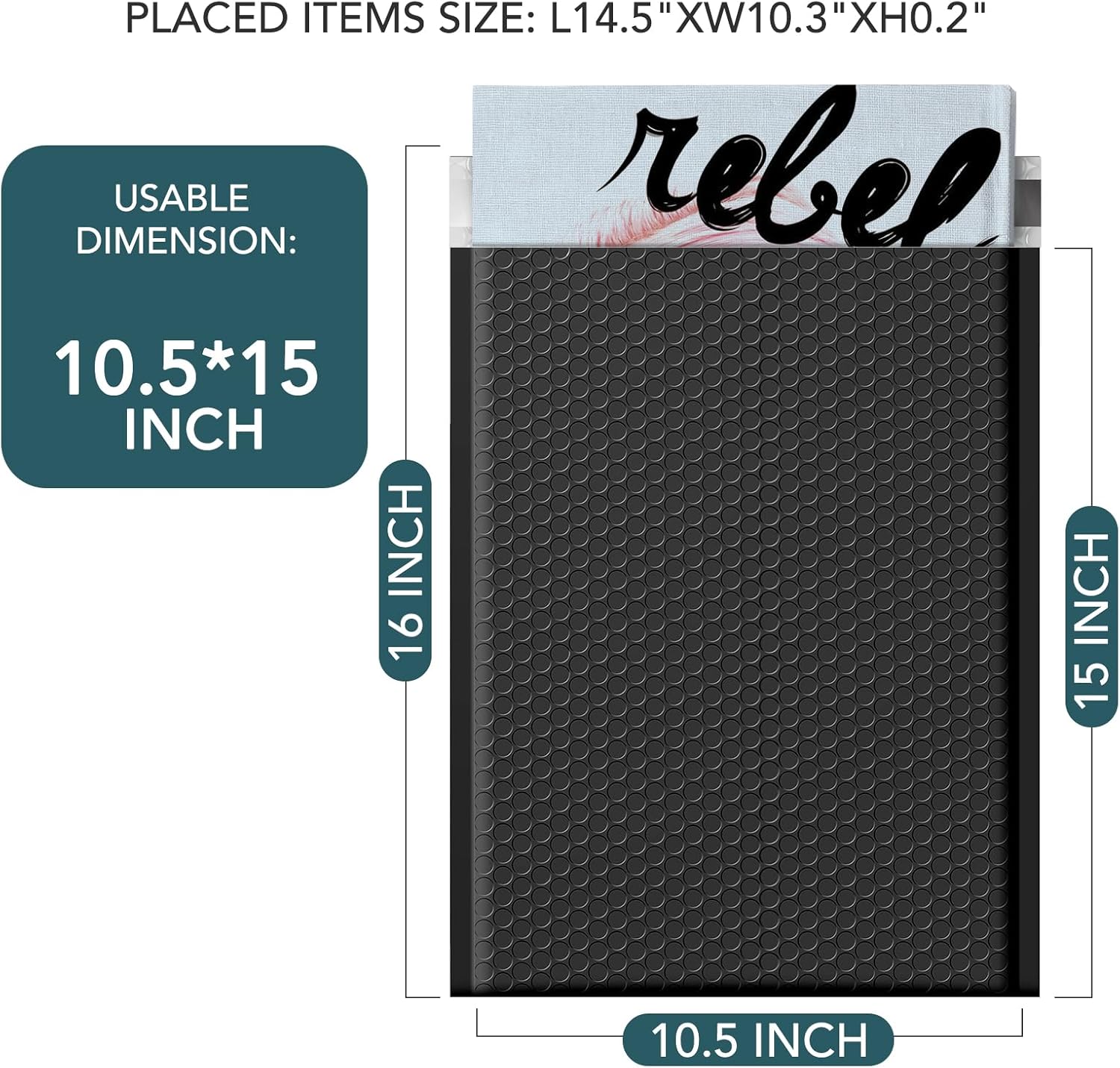 Metronic Large Bubble Mailers 10.5x16" 40 Pack Self Seal Black Padded Envelopes Strong Adhesion Mailing Envelopes Bubble Padded for Small Business Shipping Books Clothes Gifts