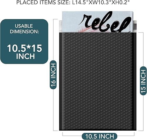 Miniatura 2 de Metronic Sobres grandes de burbujas de 10.5 x 16 pulgadas, paquete de 40 sobres acolchados autosellantes negros con fuerte adhesión, sobres de