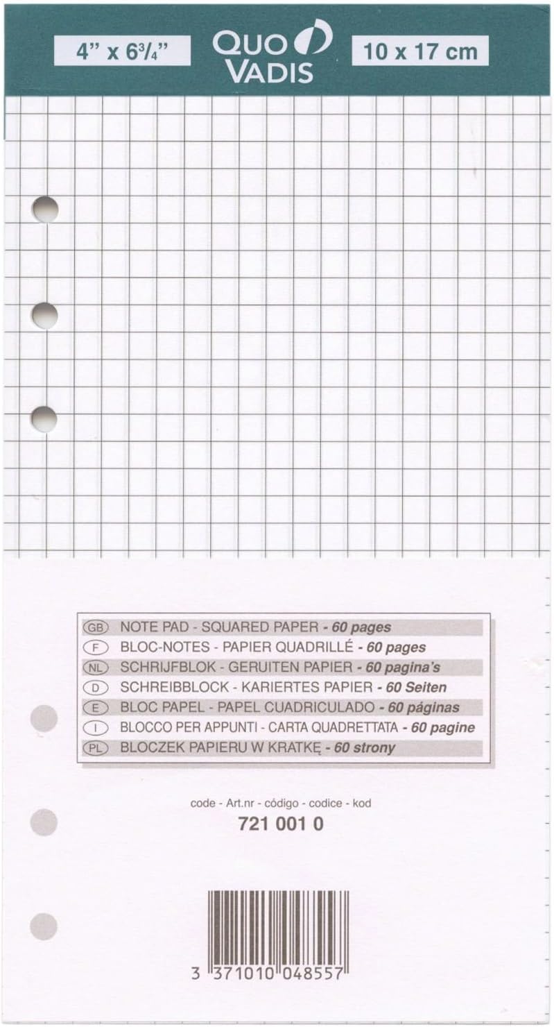 Quo Vadis – Accesorios De TIMER – Recambio Para Timer 17 – Papel Blanco Clairefontaine – Formato De 10 X 17 Cm
