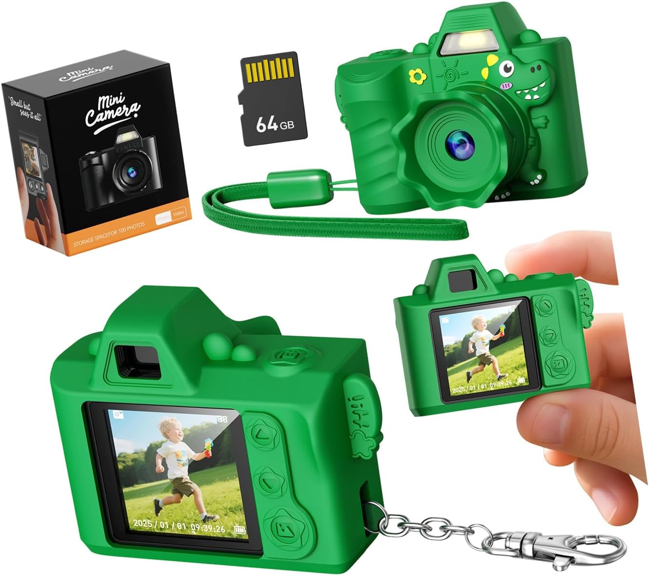 Hard Wearing Childrens Camera 720P with 64MP Lens 64GB Storage Long Battery Life Easy Hard Wearing Children's Digital