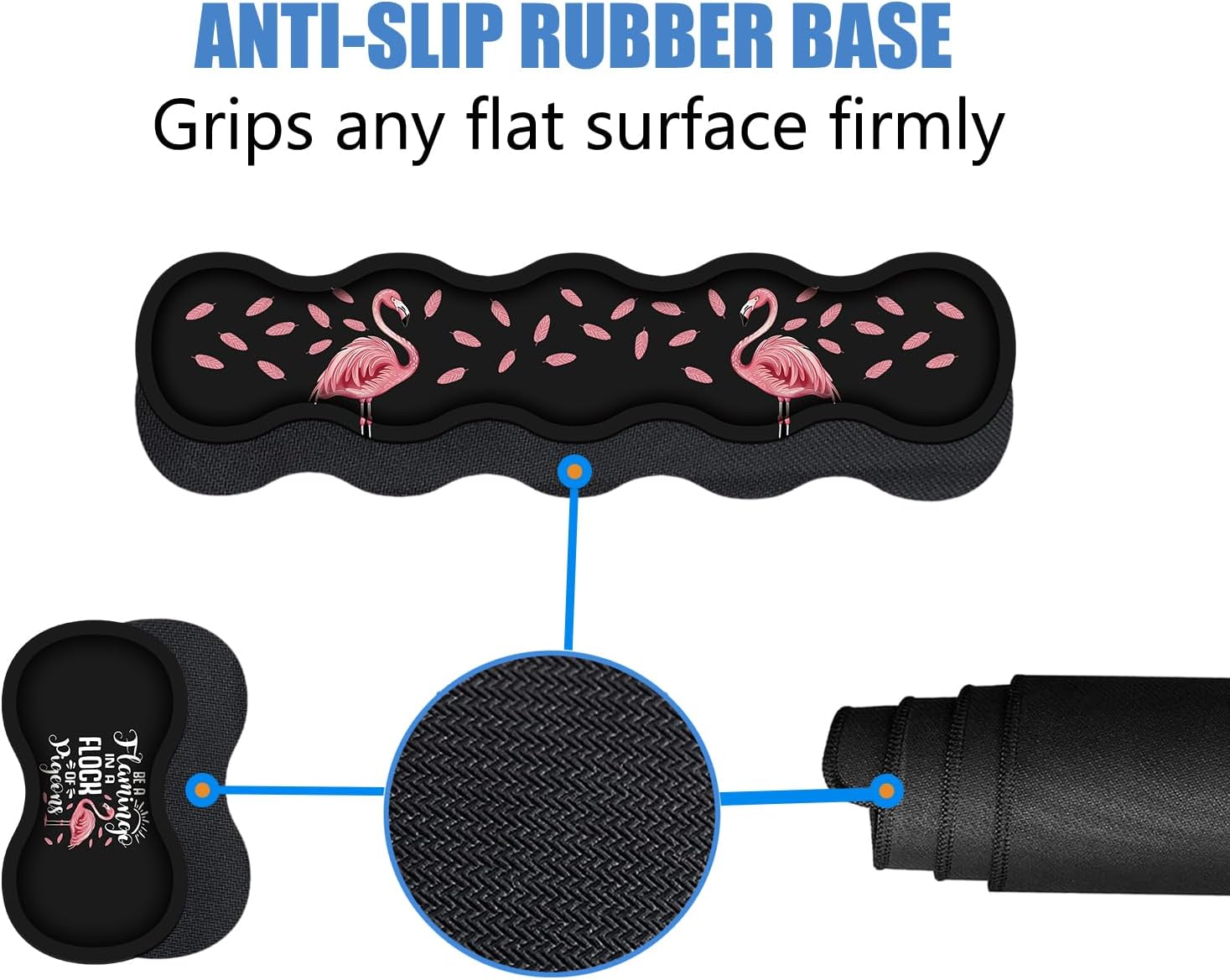 Ergonomic Memory Foam Mouse Pad Wrist Rest Set, Be a Flamingo in a Flock Pigeons Inspirational Quote Large Desk Pad + Keyboard Wrist Rest + Mouse Wrist Cushion + Coaster for Home Office Study Gaming