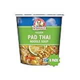 Dr. McDougall's Pad Thai Noodles - Gluten Free and Vegan Ramen Noodles - Instant Ramen Noodle Cups - Vegetarian Ramen Cup - Noodle Bowls - 2 oz. - Pack of 6