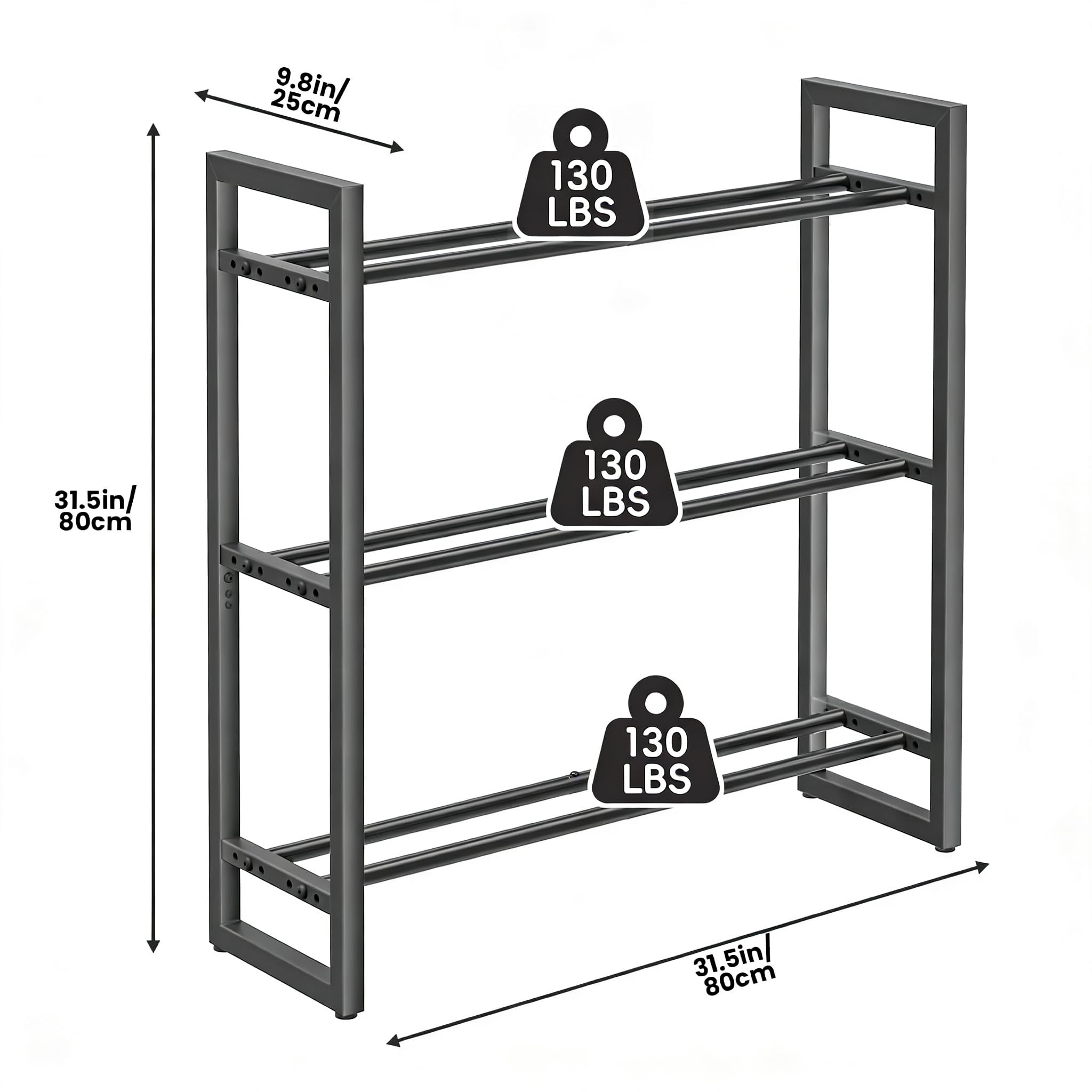 Pickpiff Rastrelliera Regolabile a 3 Livelli per Manubri – Supporto in Metallo Robusto per Manubri, Kettlebell e Altro – Organizzatore da Palestra Domestica Salvaspazio – Capacità 360 lb