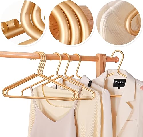 Miniatura 4 de Perchas de aluminio dorado mate de 17 pulgadas, perchas de metal dorado, perchas de ropa de aleación de aluminio (paquete de 10)