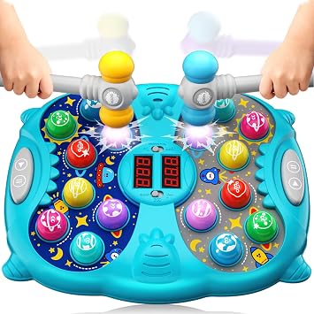 Whack Game Mole for Kids Ages 3-12, Interactive Educational Toys | 3 modes, 9 speeds, 36 challenges, lights & sounds, motor skills & coordination, safe ABS with 2 soft hammers, Birthday Gifts