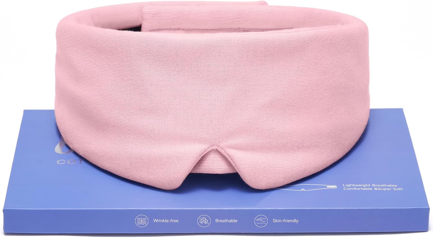 Slaapmasker, premium modal-katoen, lichtblokkerend, comfortabel contourdesign, verstelbare eenheidsmaat, roze