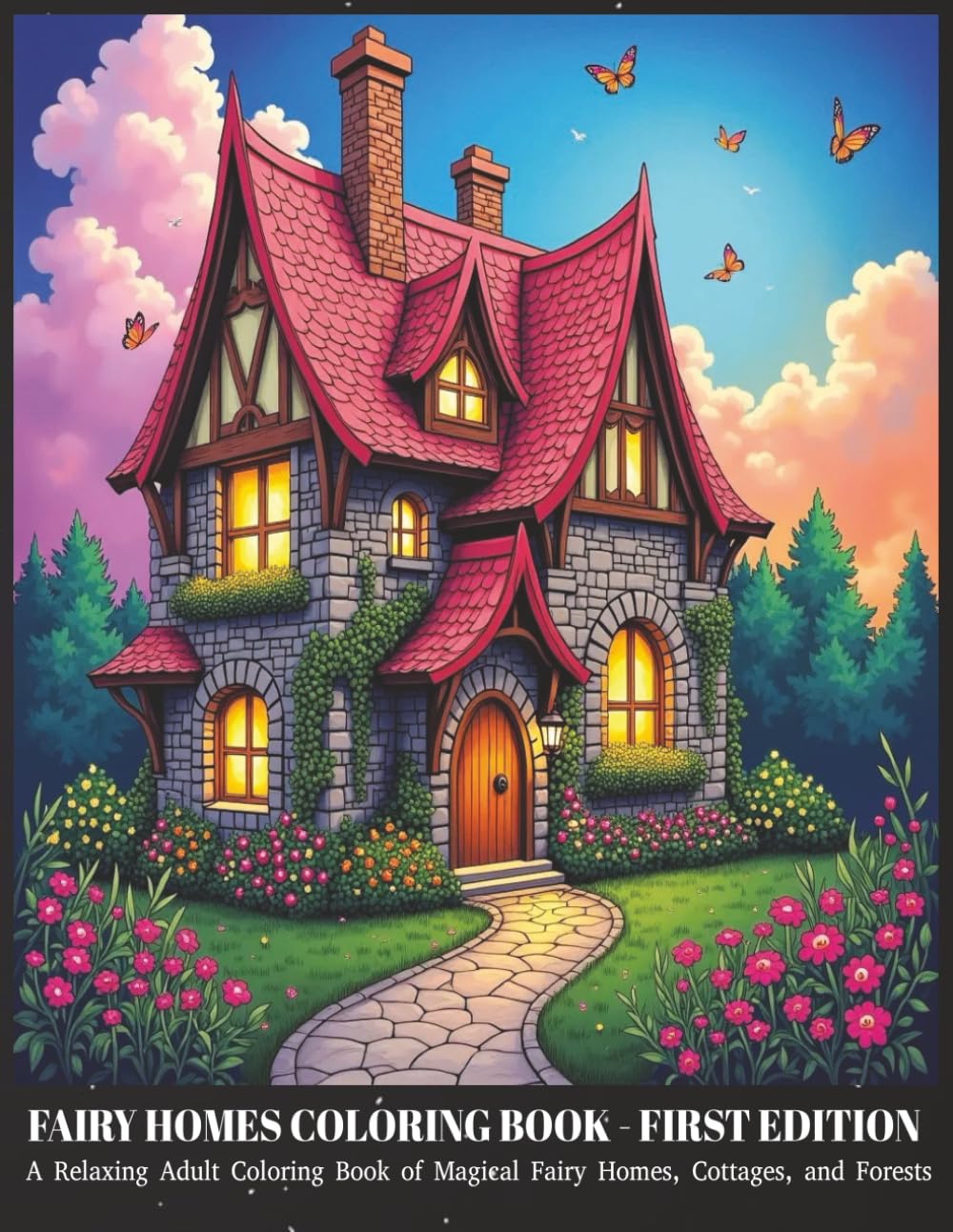 Fairy Homes Adult Coloring Book: 288 Pages of Magical Fairy Houses, Enchanted Cottages & Whimsical Forest Retreats for Relaxation and Stress Relief