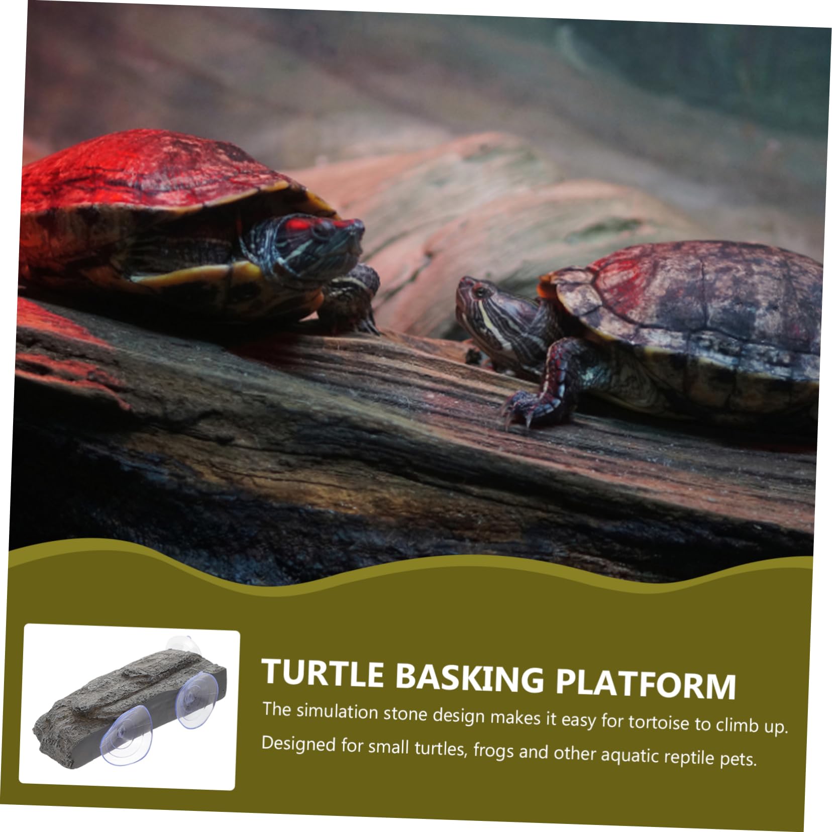 Hohopeti Plataforma para Bañarse para Tortugas con Ventosas Resistentes de Resina para Acuario Elemento Funcional para Reptiles Acuáticos