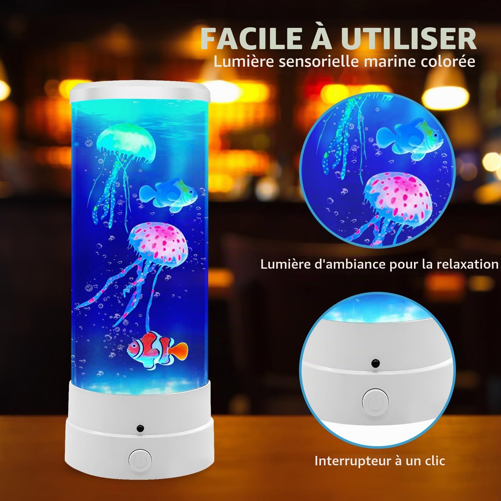 BORDEAG Lampe Meduse, Lampe A Lave, Jellyfish Lamp Avec 17 Couleurs Et 4 Modes, Avec Télécommande Pour Décoration Bureau Maison (10,5 X 29 cm)