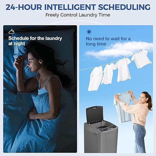 Miniatura 9 de Nictemaw Lavadora portátil, lavadora portátil de 17.8 libras, 2.4 pies cúbicos compacta lavadora y secadora combinada con bomba de drenaje, 10