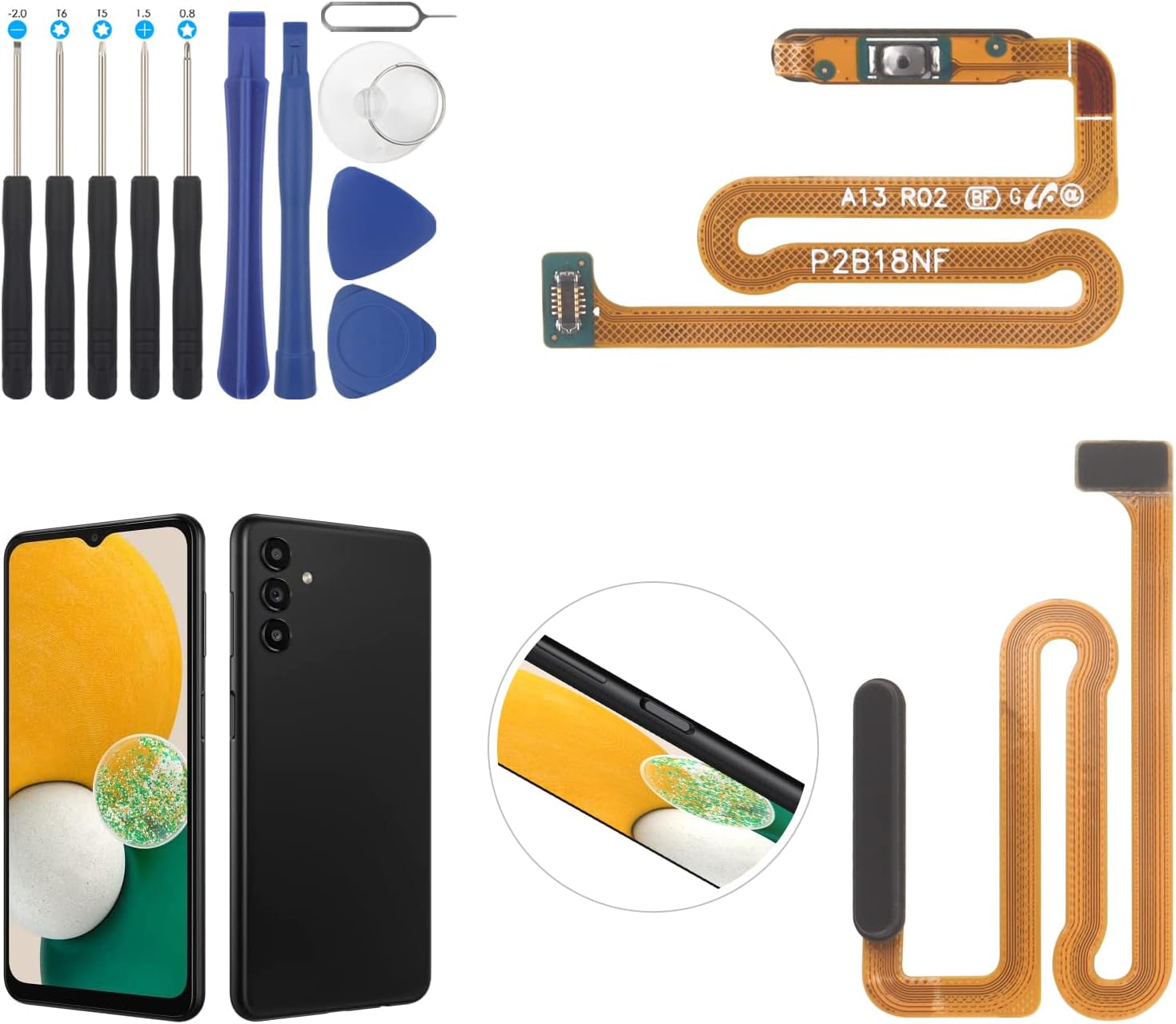 Fingerprint Sensor Flex Cable Replacement for Samsung Galaxy A13 5G SM-A136U Power On Off Button Flex Cable with Tools