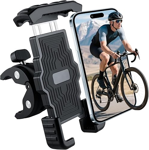 GaRhomxy Soporte de teléfono para bicicleta, soporte de teléfono de motocicleta de liberación rápida para manubrio, compatible con iPhone 16-13 Pro