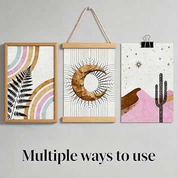 PWAAHDC Boho Abstract Wall Art Prints Set of 3, Unframed Modern Posters for Living Room and Bedroom, Minimalist Home Wall Decor, A4